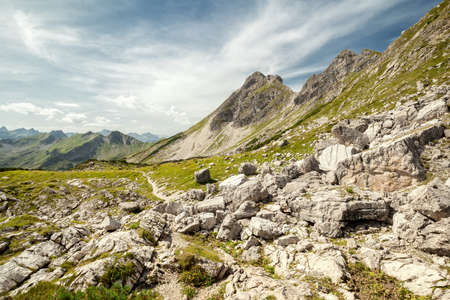 rocky mountains during sunny day, Germanyの写真素材