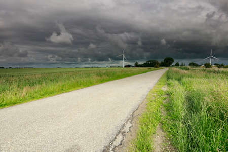 countryside road during storm, Netherlands