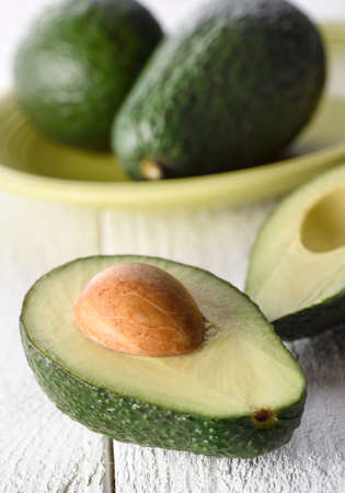 Freshly sliced ??avocado on a white background