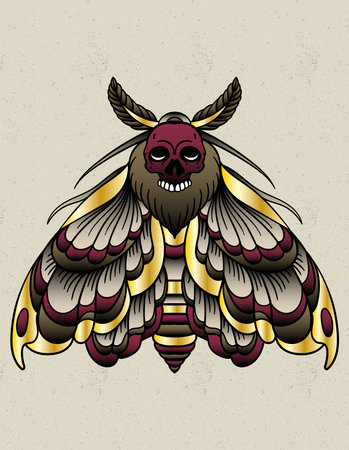 moth gothic goldのイラスト素材