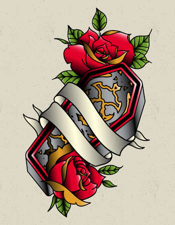 coffin tattoo designのイラスト素材