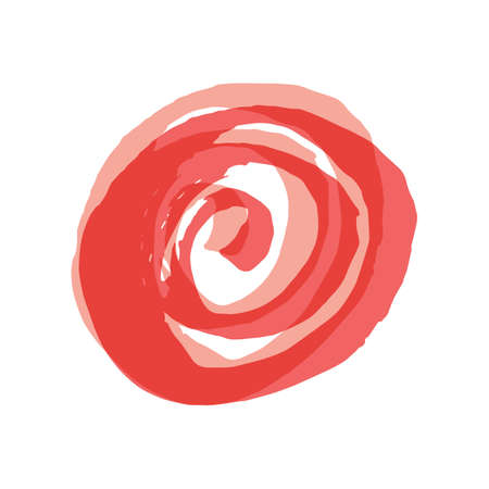 Pink, red round button painted with a brush. Vector hand-painted ink BLOB. Hand drawn grunge circle. Graphic design element for web, corporate identity, postcards, engravings, etc. Vector illustrationのイラスト素材