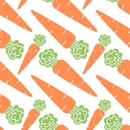 Seamless pattern orange carrot on white background. Veg illustration. Carrot, vegetable, food. Hand...