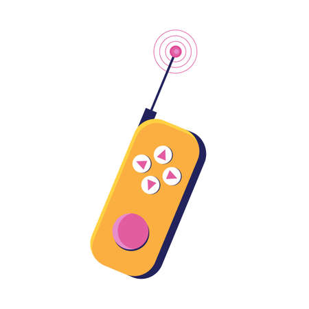 Remote controller for car, drone, fly and other devices and toys. Remote control panel with sticks and buttons. Vector illustration in flat style. Radio Control.のイラスト素材