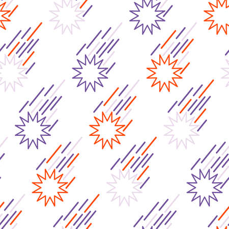 Seamless pattern meteor or shooting star. Cosmos background with space elements, stars, comets, meteorites, starry sky. Hand drawn vector backdrop outer spaceのイラスト素材