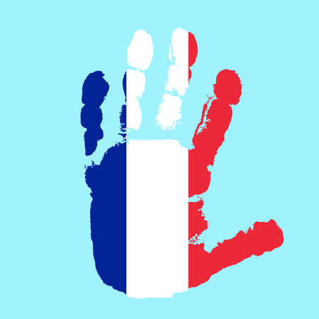 flag of France with grunge palm frameのイラスト素材