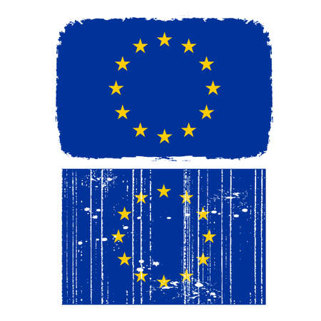 flag of europe with grunge frameのイラスト素材