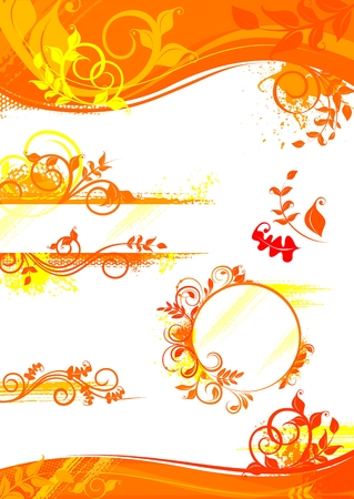 Autumn set of design elementsのイラスト素材