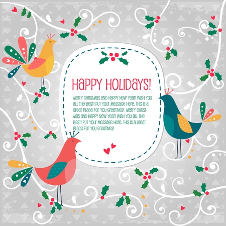 Birds Christmas bannerのイラスト素材