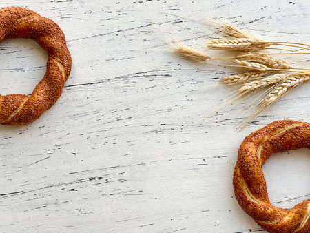 Traditional Turkish baking bagels simits