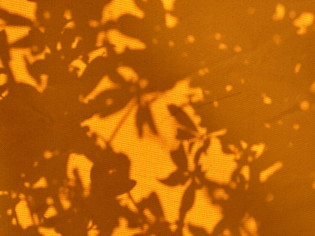 Light and shadowy sunset on orange fabric