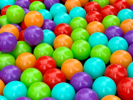 Colourful balls in a ball pool. Close view. Multi-coloured backgroundの写真素材