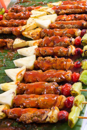 BBQ pork skewersの写真素材