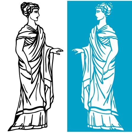 beautiful greek woman wearing long tunicのイラスト素材