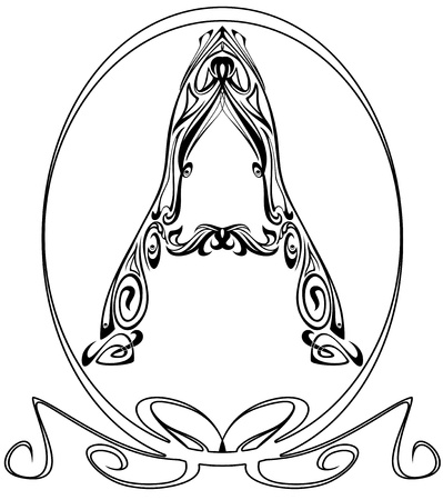 Art Nouveau style font - letter Aのイラスト素材