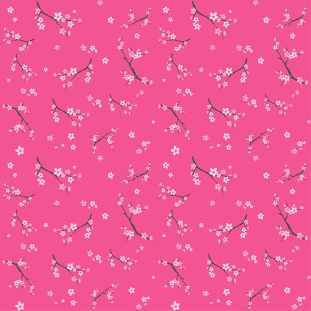 sakura branches over pink - bright seamless backgroundのイラスト素材