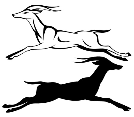 running antelope black and white のイラスト素材