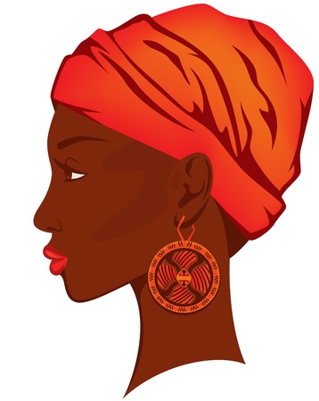 beautiful african woman with earring - bright portrait of african american beautyのイラスト素材