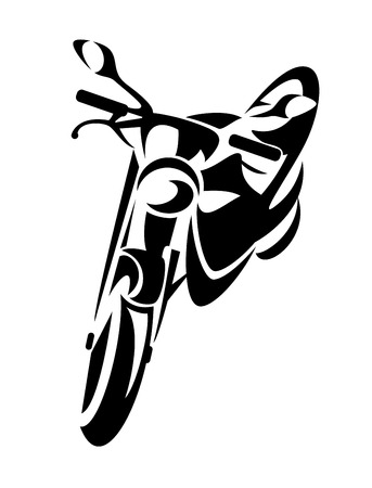 black and white motorcycle stylized vector designのイラスト素材
