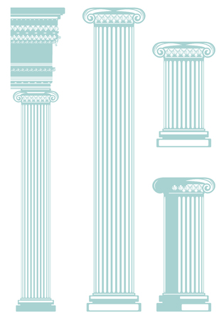 ionic order columns - vector pillars design setのイラスト素材
