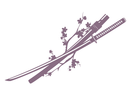 Katana sword outline illustrationのイラスト素材