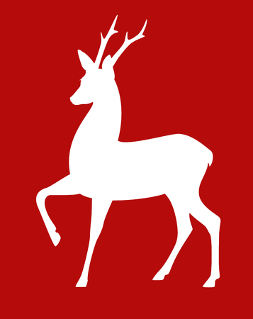 Beautiful side view standing deer silhouetteのイラスト素材