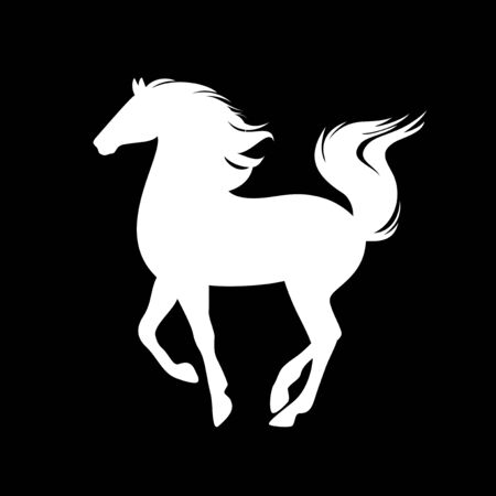 White prancing  horse silhouetteのイラスト素材