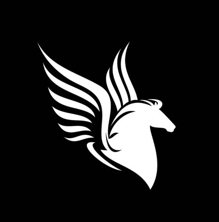 Mythical Pegasus horse profile headのイラスト素材