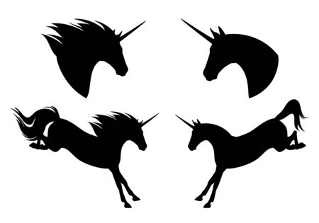 Beautiful unicorn horse jumping forwardのイラスト素材