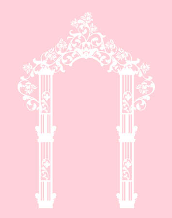 romantic arch with rose flowers decor for wedding ceremony - vector silhouette design for invitation or greeting cardのイラスト素材
