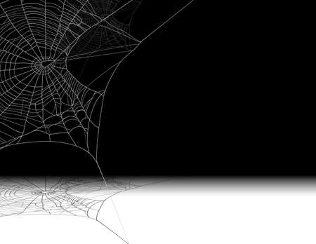 white surface leading into black darkness covered with spooky spider web - halloween theme haunted place copy space backgroundのイラスト素材