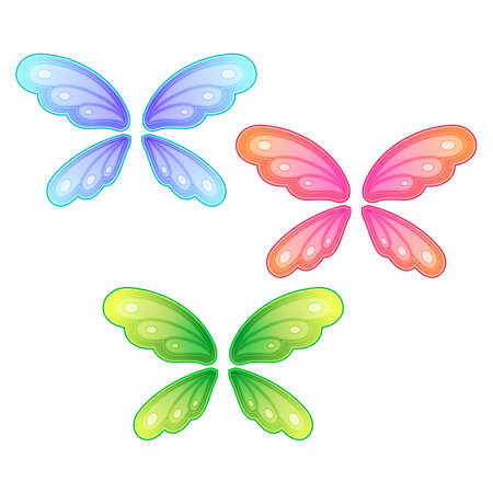 set of butterfly wings on white backgroundのイラスト素材