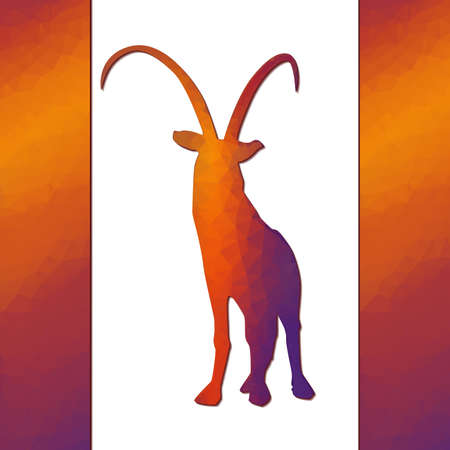 Vector goat isolated on white background with design elementsのイラスト素材
