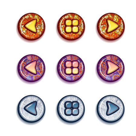 Set of bright buttons  forward, backward, contentsのイラスト素材