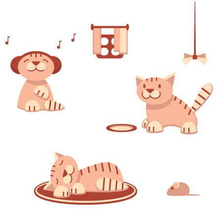Funny cats in flat style, vector illustrationのイラスト素材