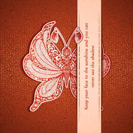 Vector illustration of elegance greeting card with butterfly.のイラスト素材