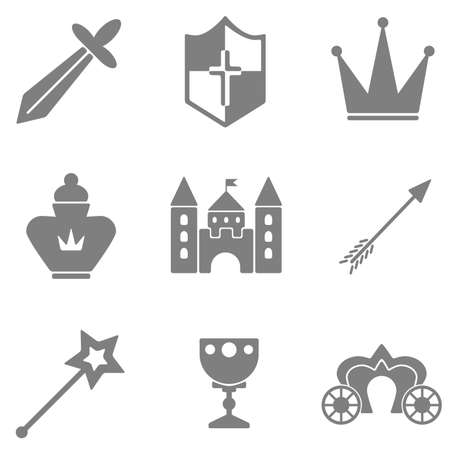 Tale icon set in gray color on transparent backgroundのイラスト素材