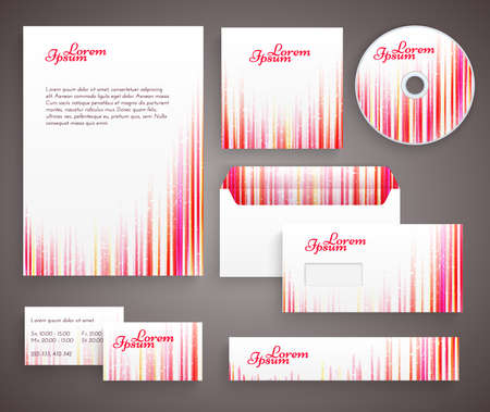 Red corporate identity template with vertical lines.のイラスト素材