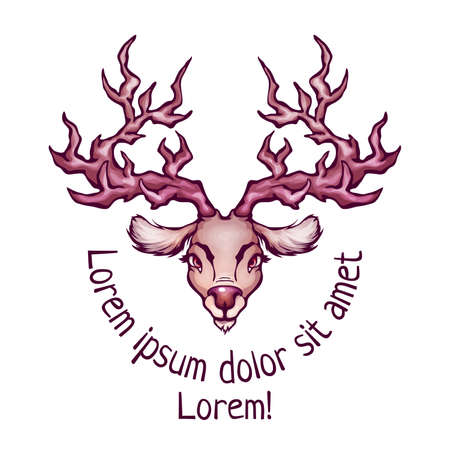 Vector illustration of deer in cartoon style.のイラスト素材