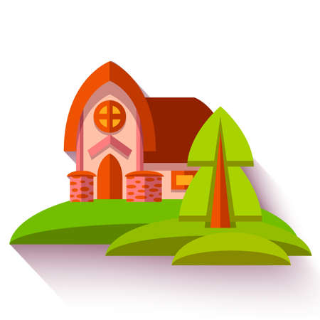 Vector illustration with cute house in flat style.のイラスト素材