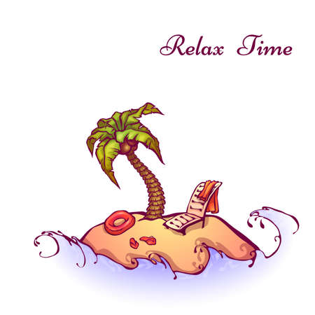 Vector background with palms, ocean\'s wave and water splash.のイラスト素材