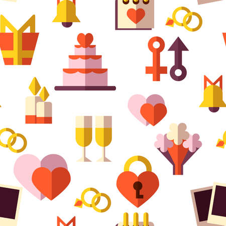 Vector seamless pattern save the date elements. Flat design.のイラスト素材