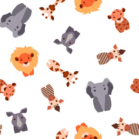 Vector seamless pattern with six Safari animals.のイラスト素材