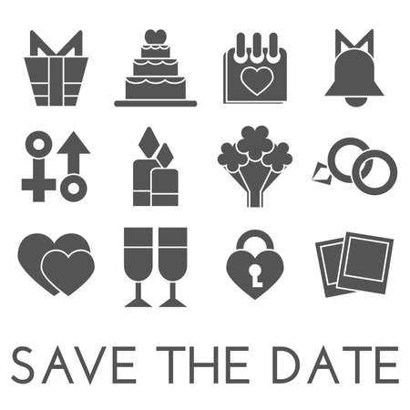 Vector save the date set. Flat design.のイラスト素材