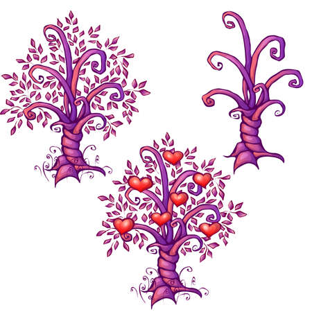 Vector illustration of cartoon love tree with hearts.のイラスト素材