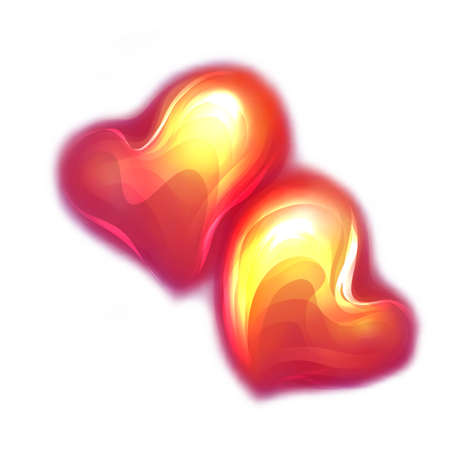 Vector illustration of red glossy hearts on white backgroundのイラスト素材