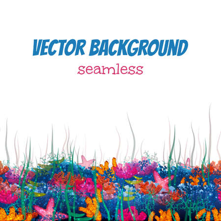 Vector seamless pattern with sea underwater cave.のイラスト素材