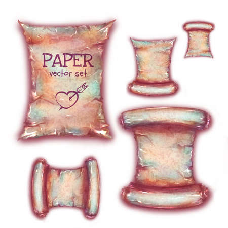 Vector set of old textured medieval paperのイラスト素材