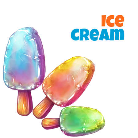 Vector set with tree color ice creams.のイラスト素材