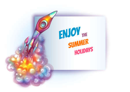 Vector illustration of brightly rocket with paper.のイラスト素材